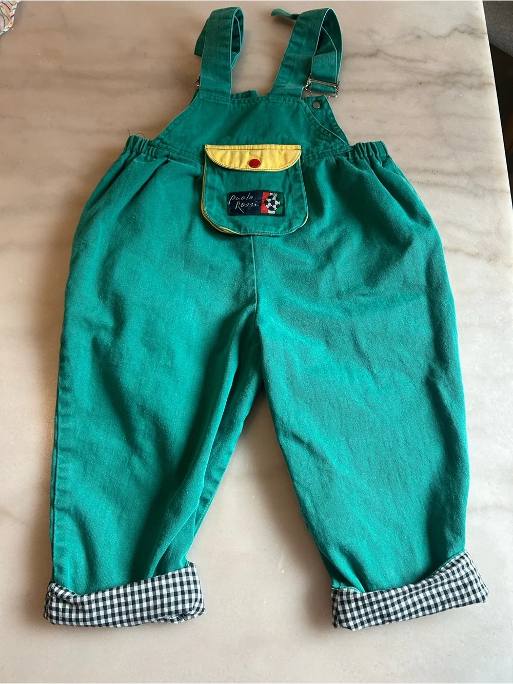 Kids Green Number Patch Overalls